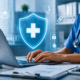 Gryphon Healthcare - Healthcare professional using a laptop representing healthcare phishing awareness and data protection.